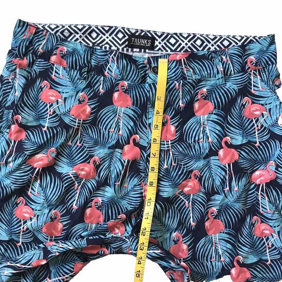 Trunks Swim Hybrd Shorts Mens Size 34 Flamingos Blue Pink Pockets Multi-Function - Picture 8 of 12